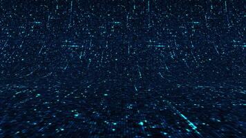 Circuit board dark blue background with running impulses, computer, microchip nano technology concept. Animation. Bended texture with moving straight pixelated lines. video