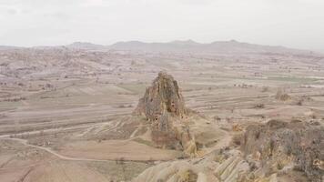 Desert rock canyon with stone massifs. Action. Top view of stone desert canyon with unusual rocks and sandstones. Sandstone rocks and massifs video