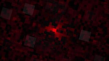 Abstract field of randomly blinking big pixels on a dark background, seamless loop. Motion. Squares with dim light flares appear and disappear. video