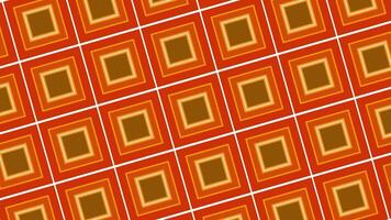 Mosaic blinking background with the field of orange squares getting closer. Motion. Psychedelic rhombuses rotating and changing on white background. video