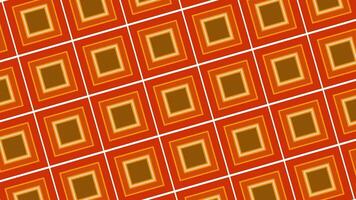 Mosaic blinking background with the field of orange squares getting closer. Motion. Psychedelic rhombuses rotating and changing on white background. video