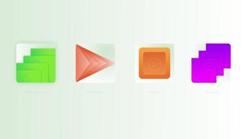 Visualization of colorful computer or smartphone icons on colorful gradient background. Motion. Different types of folders and triangular shaped play icon. video