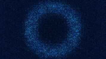Dynamic movement of blinking light rings spreading one by one. Animation. White widening circles on dotted texture background. video