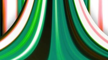 Curved strip with colored stripes. Motion. Animation with abstract slide made of multicolored lines. Rising strip with lines that shimmer in different colors video
