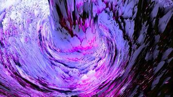 Abstract explosion of a liquid changing texture in lilac tones, seamless loop. Motion. Rotating spiral shaped tornado. video