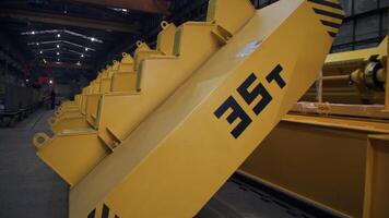 Equipment for heavy industry. Clip. Huge yellow equipment for working at the enterprise. video