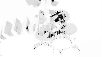 Animated cogwheel background in action, monochrome. Design. Abstract gear spinning. mechanics and engineering. video