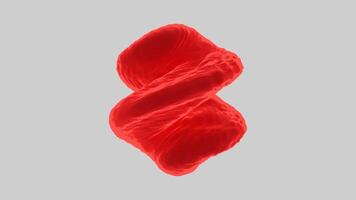 Abstract spinning liquid red spiral transforming with ripples, seamless loop. Design. Colorful unusual water object in rotating motion. video