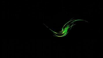 Chaotic waving motion of bright transforming glowing lines, seamless loop. Design. Bending and flowing neon twisting stripes isolated on a black background. video