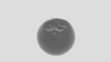 Abstract vibrating 3D round shaped figure spreading smaller drops. Design. Liquid grey ball with ripples isolated on a white background. video