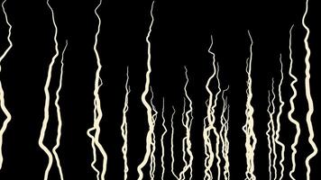 Abstract white hanging narrow tentacles on a black background, seamless loop. Design. Curving stems of alien plant, monochrome. video