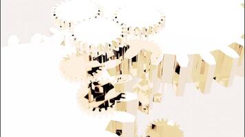 geanimeerd gouden tandrad draaien. mechanica en engineering. ontwerp. abstract roterend details van een werken machine, naadloos lus. video