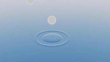 Abstract small balls jumping and touching a liquid surface with ripples. Design. Small soft spheres flying and hitting water surface. video