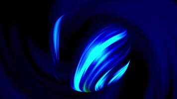 abstrakt spinning energi boll med färgrik buktig Ränder av ljus på dess yta. rörelse. okänd planet med energi yta i yttre Plats. video