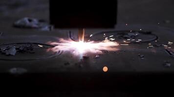 Laser . Clip. The laser cuts special equipment at the factory. video