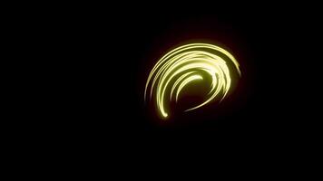 Chaotic movement of colorful light flares isolated on a black background, seamless loop. Design. Bended and twisted flowing stripes and lines. video