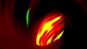 Abstract spinning energy ball with colorful curving stripes of light on its surface. Motion. Unknown planet with energy surface in outer space. video