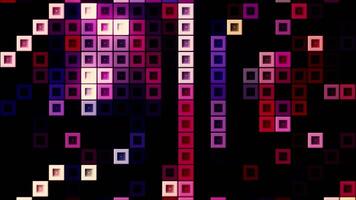 Abstract running silhouettes of squares in purple and red tones. Motion. Moving cubic shapes resembling schematic snake game. video