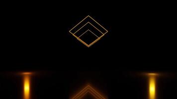 Geometric abstraction with a pattern of rhombuses and rotating vertical golden stripes. Design. Silhouettes of rhombuses moving on a black background. video