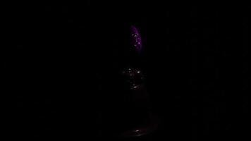 Close up of a single alien egg in a complete darkness under the moving light. Design. Sticky glowing extraterrestrial egg with unknown creature inside. video