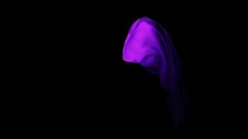 3D fabric moving in air. Design. Colored fabric with beautiful folds floats in air. Floating ghostly fabric with pleats on black background video