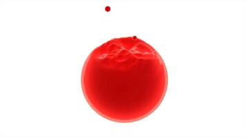 Tropfen fallen in farbig Flüssigkeit Ball. Design. 3d Animation von fallen Tropfen eindringen in Flüssigkeit Struktur von Ball. Tropfen durchdringen in Ball Verlassen Wellen auf Oberfläche video