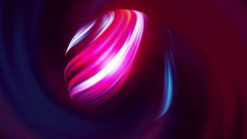 abstrakt spinning energi boll med färgrik buktig Ränder av ljus på dess yta. rörelse. okänd planet med energi yta i yttre Plats. video