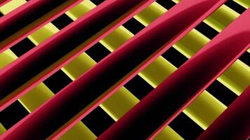 Moving colorful stripes crossed by another layer of 3D lines, tech background. Design. Horizontal metallic glowing stripes, seamless loop. video