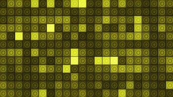 Background of squares flashing golden colors. Motion. Beautiful bright background with yellow flashing squares. Mosaic background of flashing squares video