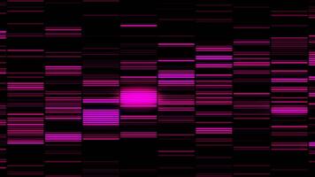 orizzontale corto laser travi in movimento caoticamente su un' nero sfondo, senza soluzione di continuità ciclo continuo. movimento. danza di neon luminosa segmenti. video