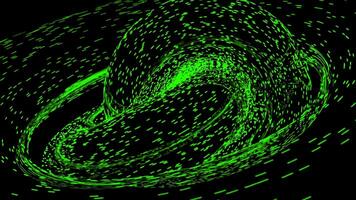 3d corriente de partículas giratorio en espiral. diseño. de colores partículas moverse en rápidamente arremolinándose arroyo. partícula fluir es retorcido dentro 3d nudo video