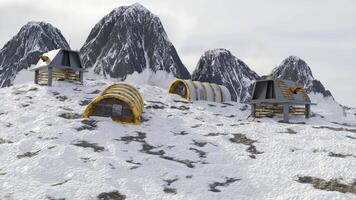 exploitation minière laboratoire.arrière-plan. conception. spécial Maisons pour expériences dans hiver montagnes dans abstraction. video