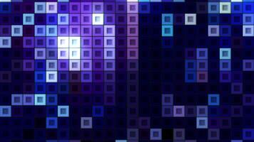 Moving mosaic squares with colored lines. Motion. Bright moving lines on colored squares. Mosaic background of squares in retro style game video