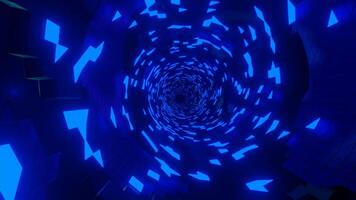 colorida azul túnel . Projeto. uma brilhante abstração conduzindo dentro ao longo uma caminho com iridescente elementos . video