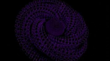 Purple hurricane.Design. A bright funnel spinning on a black background creates a picture of a tornado. video