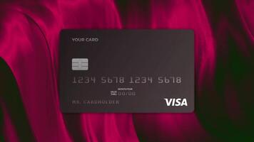 Money, finance, payments concept, 3D animation with new visa credit cards. Motion. Presentation of a new colorful design of credit cards. video