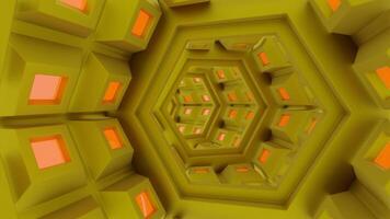 A light tunnel . Design. A yellow path with small orange squares around it moving inward in abstraction. video