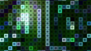 Moving mosaic squares with colored lines. Motion. Bright moving lines on colored squares. Mosaic background of squares in retro style game video
