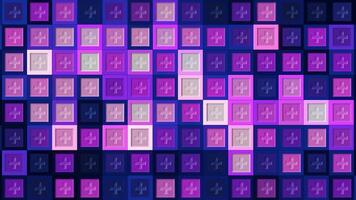 Dynamic animated background with medical multicolored crosses blinking endlessly. Motion. Rows of tiles with small crossed lines in flashing motion, seamless loop. video