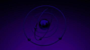 Purple abstraction. Design. A bright circle that shimmers like a model of the solar system. video