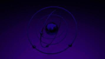 Purple abstraction. Design. A bright circle that shimmers like a model of the solar system. video