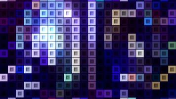 Beautiful multicolored mosaic in abstraction. Motion. Neon bright purple cubes shimmer with different colors . video