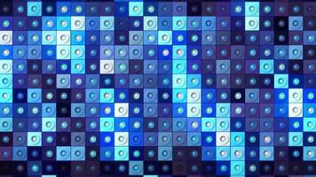 Colorful flashing background of squares with dots. Motion. Retro disco background with flashing squares. Mosaic squares with dots flash colorfully and quickly video