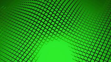 Motion background with moving geometric shapes. Design. Green texture with moving rows of flat squares with light glare, seamless loop. video