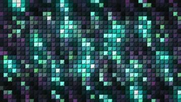 Digital squares abstract pattern, seamless loop. Motion. Turquoise and purple retro particles looking like bems of light, seamless loop. video