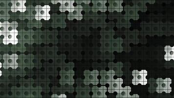 Abstract background divided by narrow black lines into small squares with circles in the middle of each square. Motion. Blinking shadows of tiles over geometric pattern. video