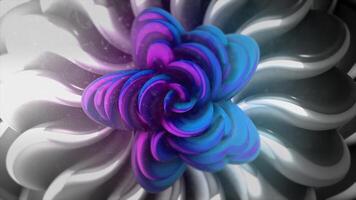 3d floral pattern changing shape. Motion. Psychedelic 3d flower changes shape of petals. Beautiful animated flower moves changing its shape video