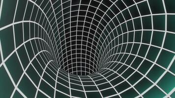 Fast-moving tunnel in cyberspace. Design. Virtual neon tunnel is fast moving. Glowing tunnel moves into virtual space video
