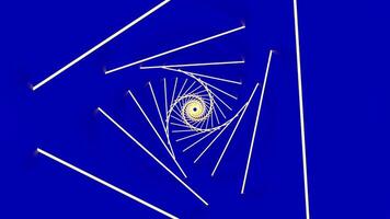Pink and blue background.Design. White triangles are illuminated with white light in abstraction that run from inside the tunnel in abstraction. video