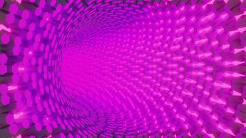 Speed of digital lights, neon digital technologic tunnel. Design. 3D effect of the backwards flight inside curving corridor with changing colors. video